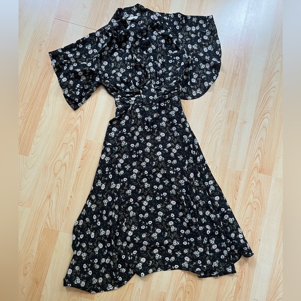 Max Studio Dark Floral Midi Dress XS
